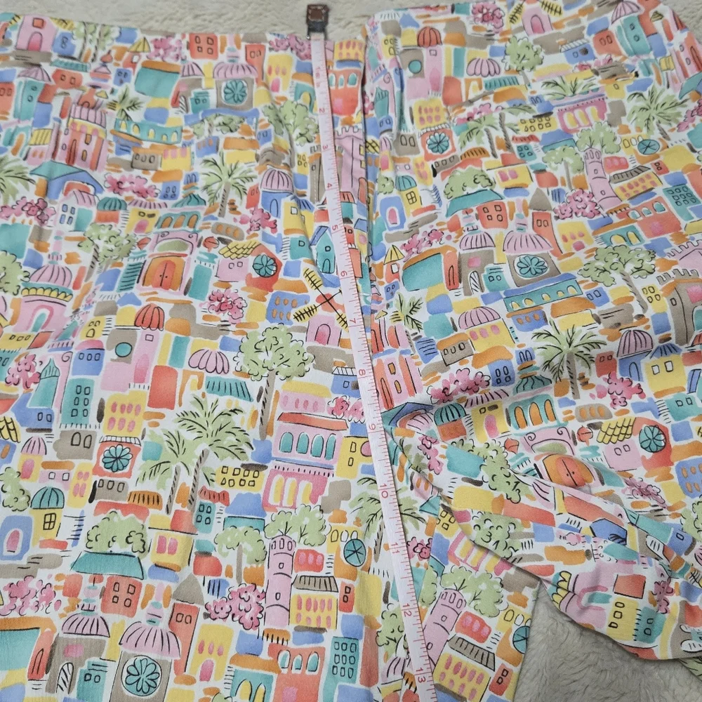 Talbots Italian Coastal Beach Print Crop Ankle Pants Stretch Colorful 10 P - Picture 13 of 16